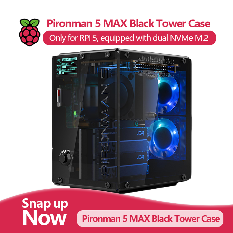 Pironman 5 MAX, Black Tower Ca - Argon One V3 M.2 Nvme Case recension och pris